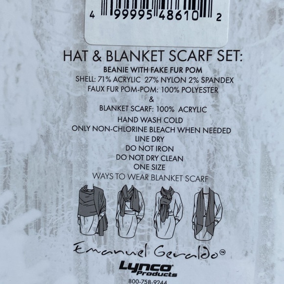 Emanuel Geraldo NWT Maroon Plaid Scarf & Black Pom Beanie Hat Set, Women’s OS - Picture 9 of 14